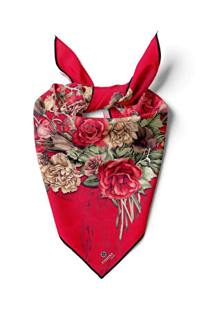 %100 İpek Kadın Desenli Bandana 80x80