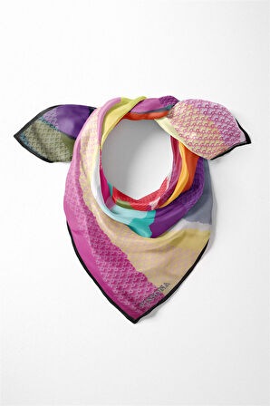%100 İpek Kadın Desenli Bandana 80x80