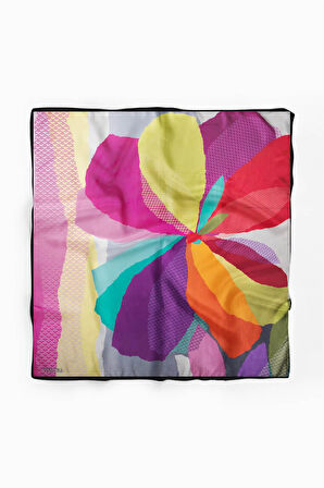 %100 İpek Kadın Desenli Bandana 80x80