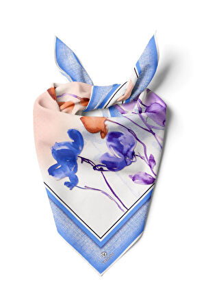 %100 İpek Kadın Desenli Bandana 80x80