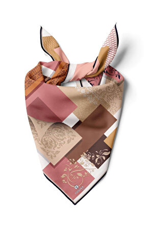 %100 İpek Kadın Desenli Bandana 80x80