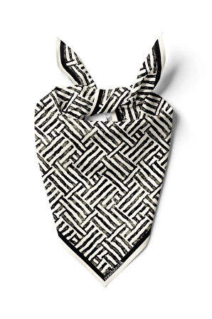 F40 Modabutik Siyah Beyaz Desenli Bandana