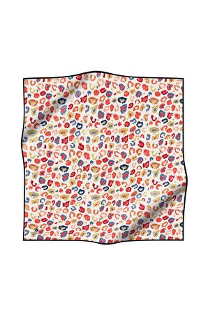 Vissona Tivil Turuncu-Sarı Leopar Desen İpek Eşarp DGN52011-0013-0047