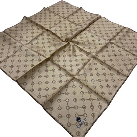 Vissona Camel-Kahve Monogram Desenli Tivil İpek Eşarp DGN52033-0004