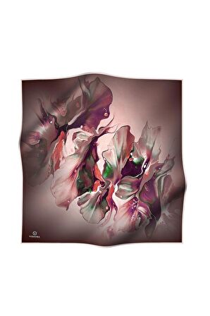 Vissona Tivil Pudra Mürdüm Karma Desenli İpek Eşarp 0020-0019