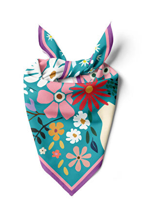 Vissona Çiçek Desenli İpek Bandana