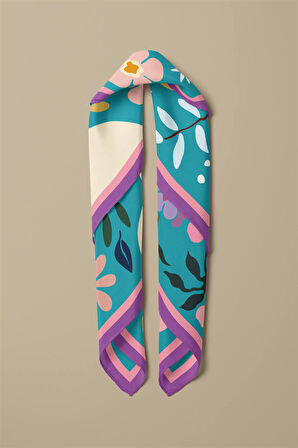 Vissona Çiçek Desenli İpek Bandana