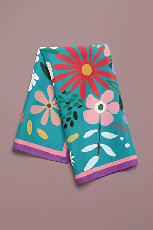 Vissona Çiçek Desenli İpek Bandana