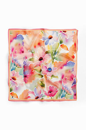 Vissona Çiçek Desenli İpek Bandana
