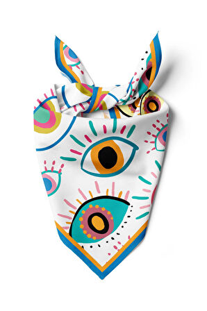 Vissona Göz Desenli %100  İpek Bandana 55x55