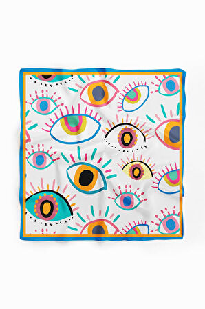 Vissona Göz Desenli %100  İpek Bandana 55x55
