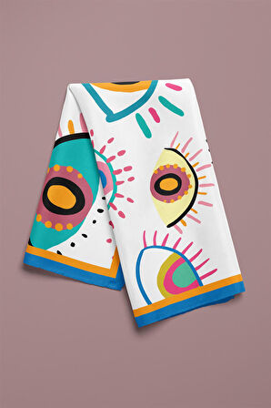 Vissona Göz Desenli %100  İpek Bandana 55x55