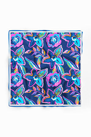 Vissona Çiçek Desenli İpek Bandana
