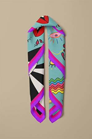 Vissona Göz Desenli %100  İpek Bandana 55x55