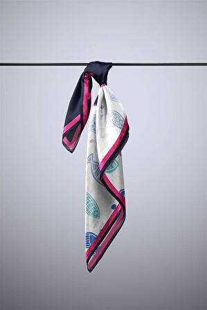 Vissona Balık Desenli İpek Bandana