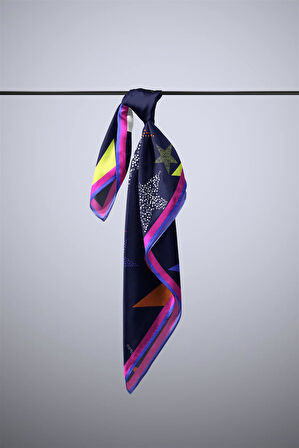 Vissona Geometrik Desenli İpek Bandana