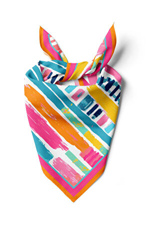 Vissona Geometrik Desenli İpek Bandana