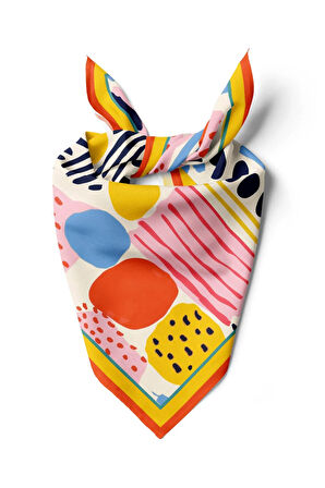 Vissona Geometrik Desenli İpek Bandana