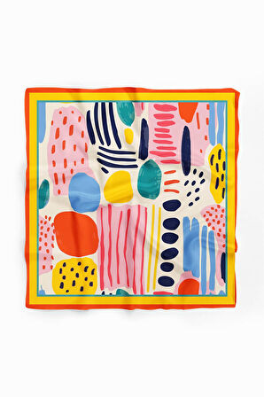 Vissona Geometrik Desenli İpek Bandana