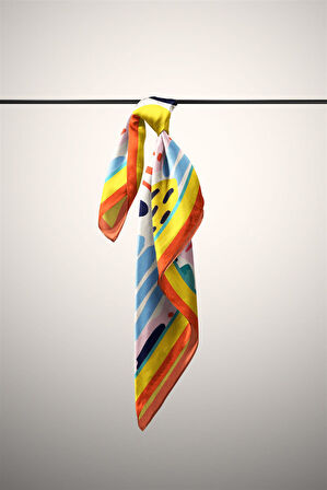 Vissona Geometrik Desenli İpek Bandana