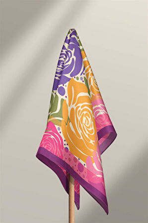 Vissona Gül Desenli İpek Bandana