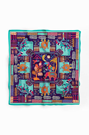 Vissona Etnik Desenli İpek Kadın Bandana