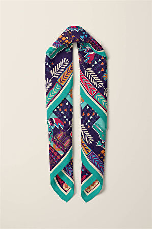Vissona Etnik Desenli İpek Kadın Bandana