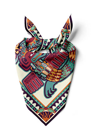 Vissona Etnik Desenli İpek Bandana