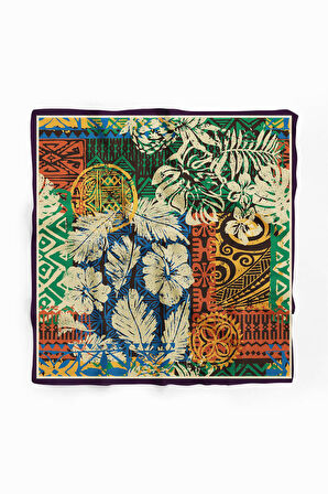 Vissona Yaprak Desenli İpek Bandana