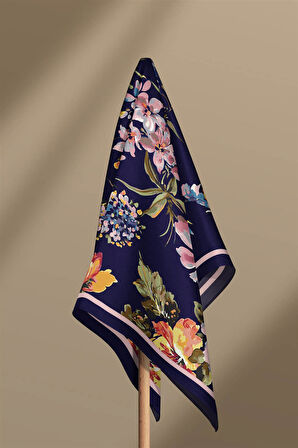 Vissona Çiçek Desenli İpek Bandana