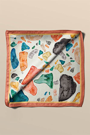 F101 Vissona Geometrik Desenli İpek Bandana