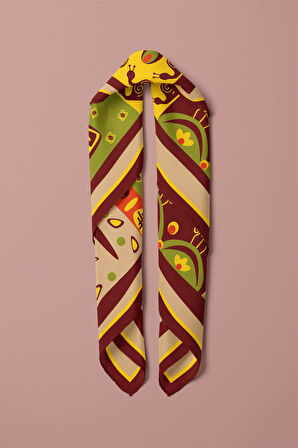 Vissona Geometrik Desenli İpek Bandana