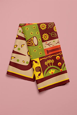 Vissona Geometrik Desenli İpek Bandana