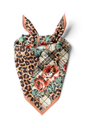 V25 Modabutik Leopar ve Gül Desenli Bandana