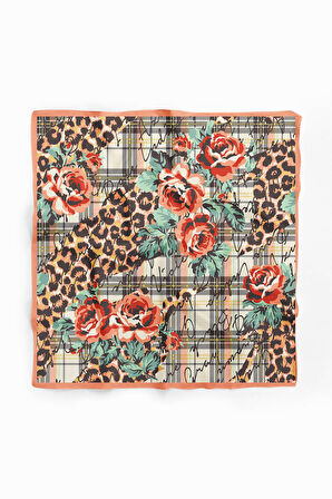 V25 Modabutik Leopar ve Gül Desenli Bandana