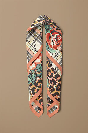 V25 Modabutik Leopar ve Gül Desenli Bandana