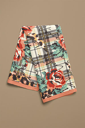 V25 Modabutik Leopar ve Gül Desenli Bandana