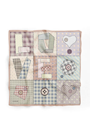 E104 Modabutik Patchwork Love Desenli Bandana