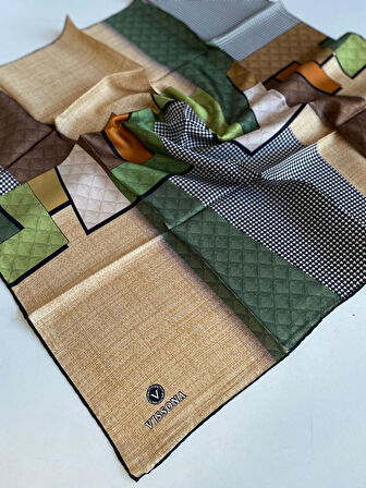 Vissona Tivil İpek Eşarp 50120 - 0004 - 0036 Bej Karışık Desen 