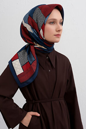 Vissona Tivil İpek Eşarp 50120 - 0017 - 0031 Kırmızı Karışık Desen 