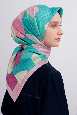 Vissona Tivil İpek Eşarp 50120 - 0024 - 0043 Pembe Kırçıllı Desen