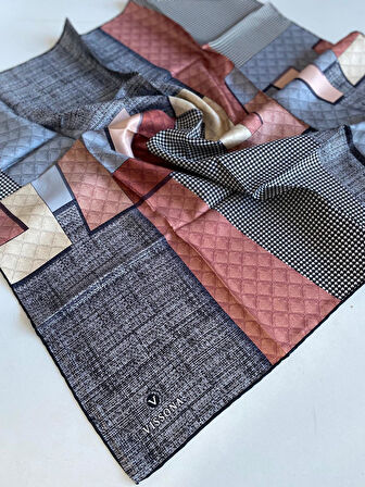 Vissona Tivil İpek Eşarp 50120 - 0028 - 0015 Siyah Karışık Desen 