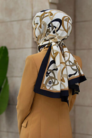 LÜKS MEDİNE İPEĞİ BOOMERANG DESENLİ BEJ RENKLİ 75X195 KIRIŞMAZ ŞAL MOSS KREP DİKİŞ TİPİ İTALYAN DİKİŞLİ