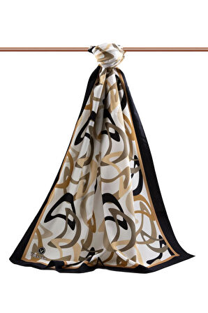 LÜKS MEDİNE İPEĞİ BOOMERANG DESENLİ BEJ RENKLİ 75X195 KIRIŞMAZ ŞAL MOSS KREP DİKİŞ TİPİ İTALYAN DİKİŞLİ