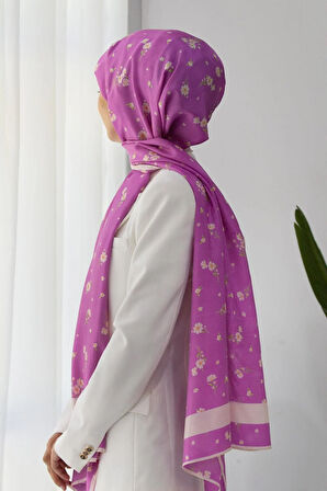Vissona İpek Fresh Şal 60343-0023 Pembe- Krem Çiçek Desen