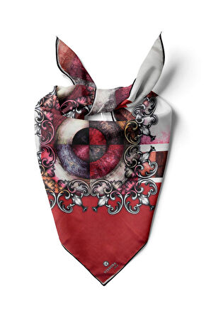 %100 İpek Kadın Desenli Bandana 80x80