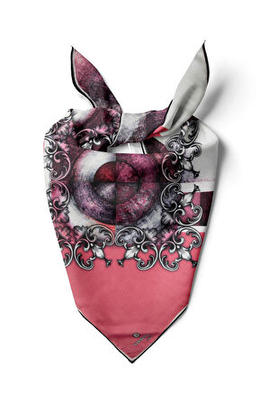 %100 İpek Kadın Desenli Bandana 80x80