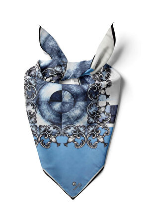%100 İpek Kadın Desenli Bandana 80x80
