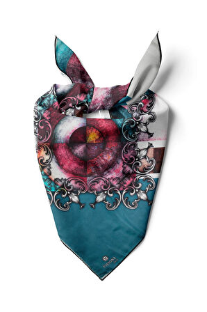 %100 İpek Kadın Desenli Bandana 80x80
