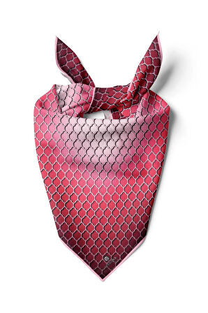 %100 İpek Kadın Desenli Bandana 80x80